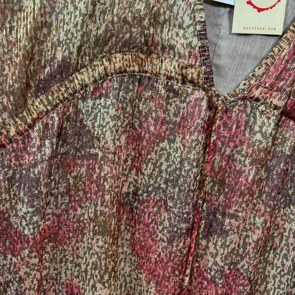 NWT Raga Zuri Long Sleeve Maxi Gold Metallic Dress Oversized Size M $245 MSRP - Picture 8 of 14